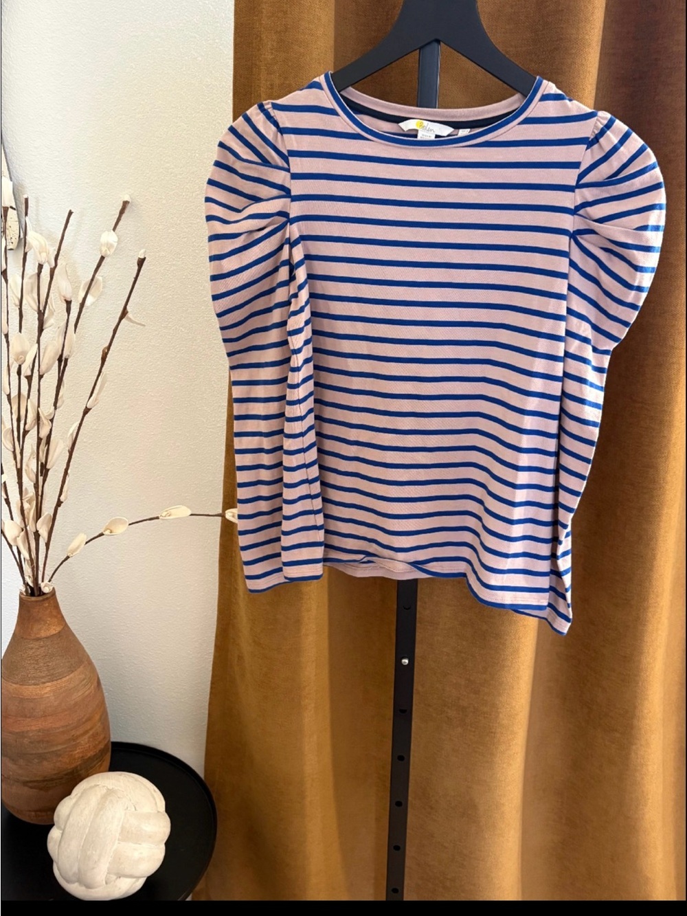 Boden striped puff sleeve shirt women's size 2